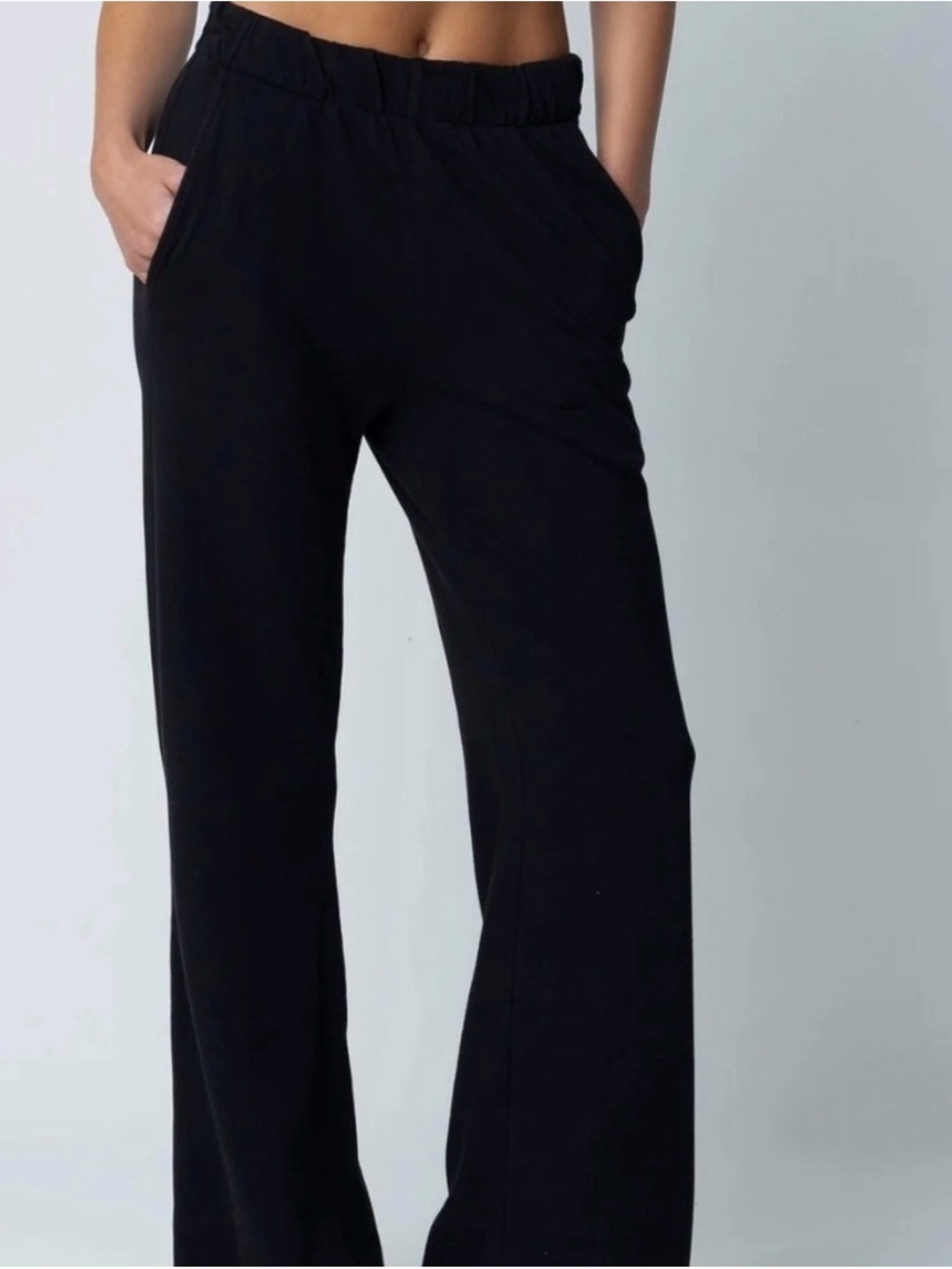TALENTLESS Black Elastic-Waist Wide-Leg Pants